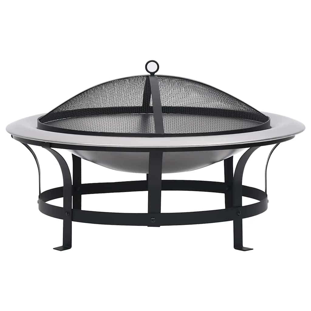 Utendørs Bålfat Med Grill Rustfritt Stål 76 Cm