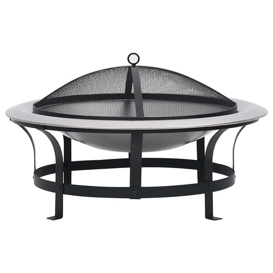 Utendørs Bålfat Med Grill Rustfritt Stål 76 Cm