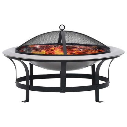 Utendørs Bålfat Med Grill Rustfritt Stål 76 Cm