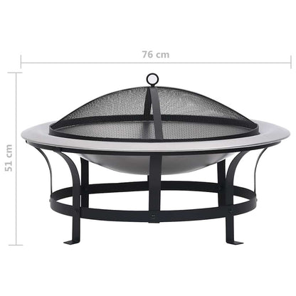 Utendørs Bålfat Med Grill Rustfritt Stål 76 Cm
