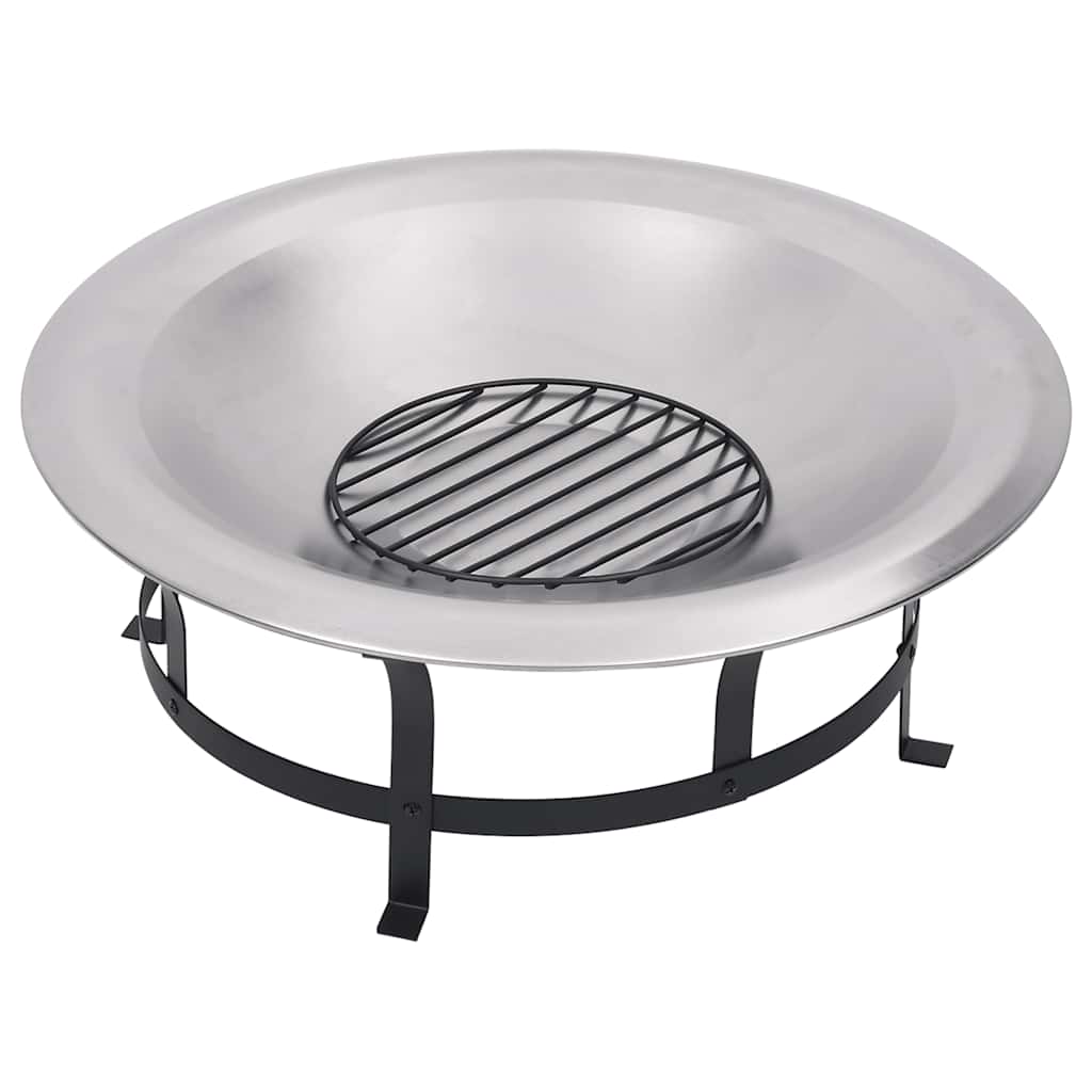 Utendørs Bålfat Med Grill Rustfritt Stål 76 Cm