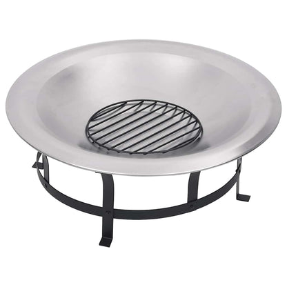 Utendørs Bålfat Med Grill Rustfritt Stål 76 Cm