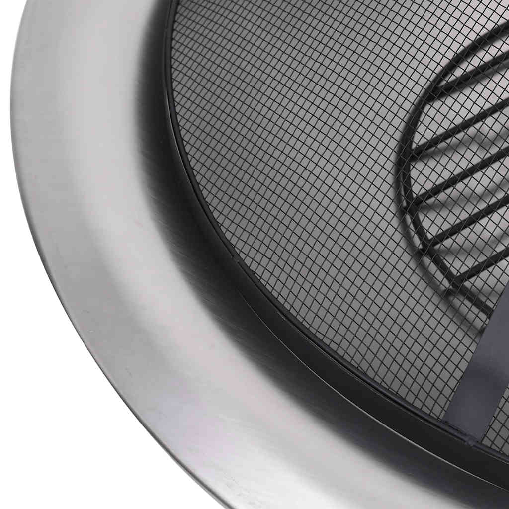Utendørs Bålfat Med Grill Rustfritt Stål 76 Cm