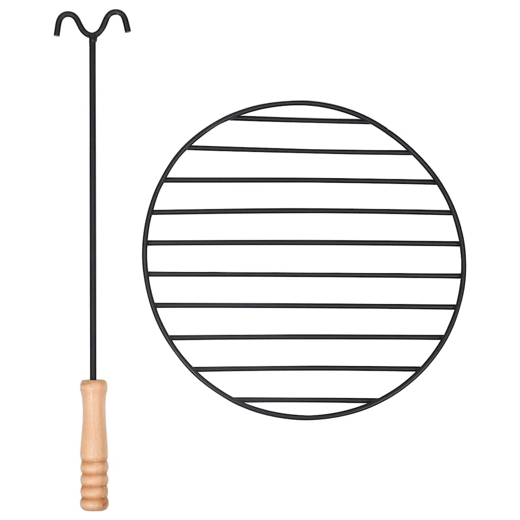 Utendørs Bålfat Med Grill Rustfritt Stål 76 Cm