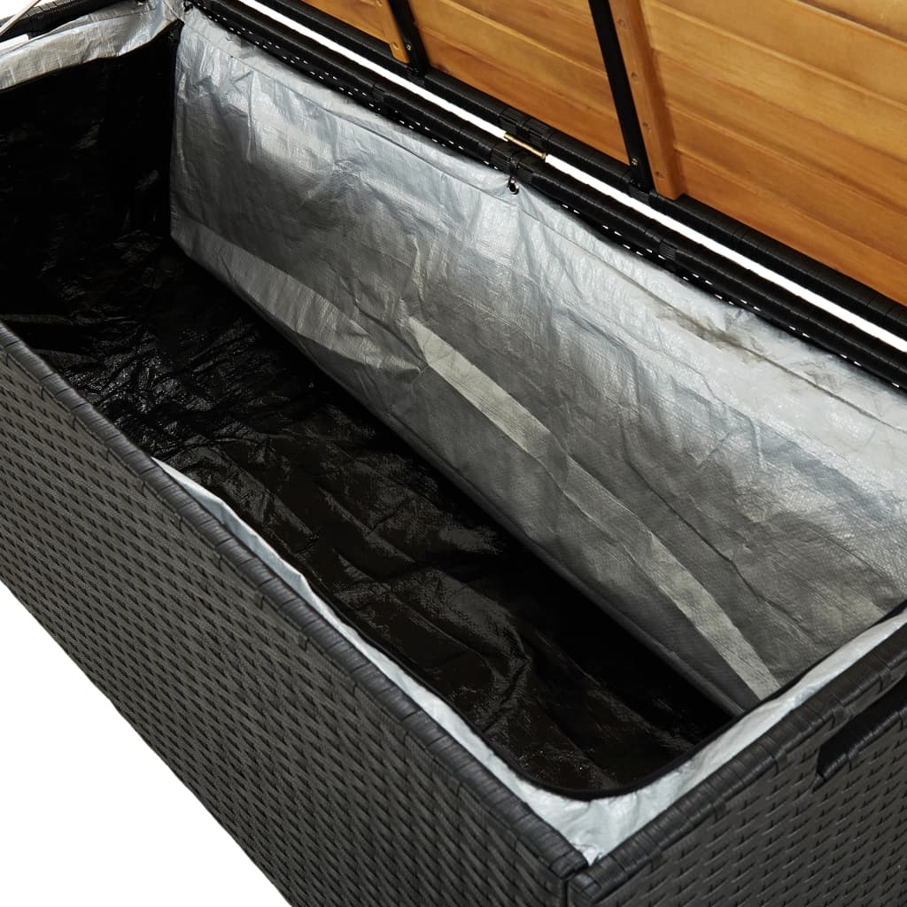 Oppbevaringsbenk Hage 120 Cm Polyrotting Svart