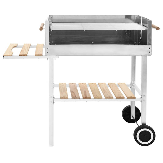 Xxl Kullgrill Med Hjul Og 2 Hyller Rustfritt Stål