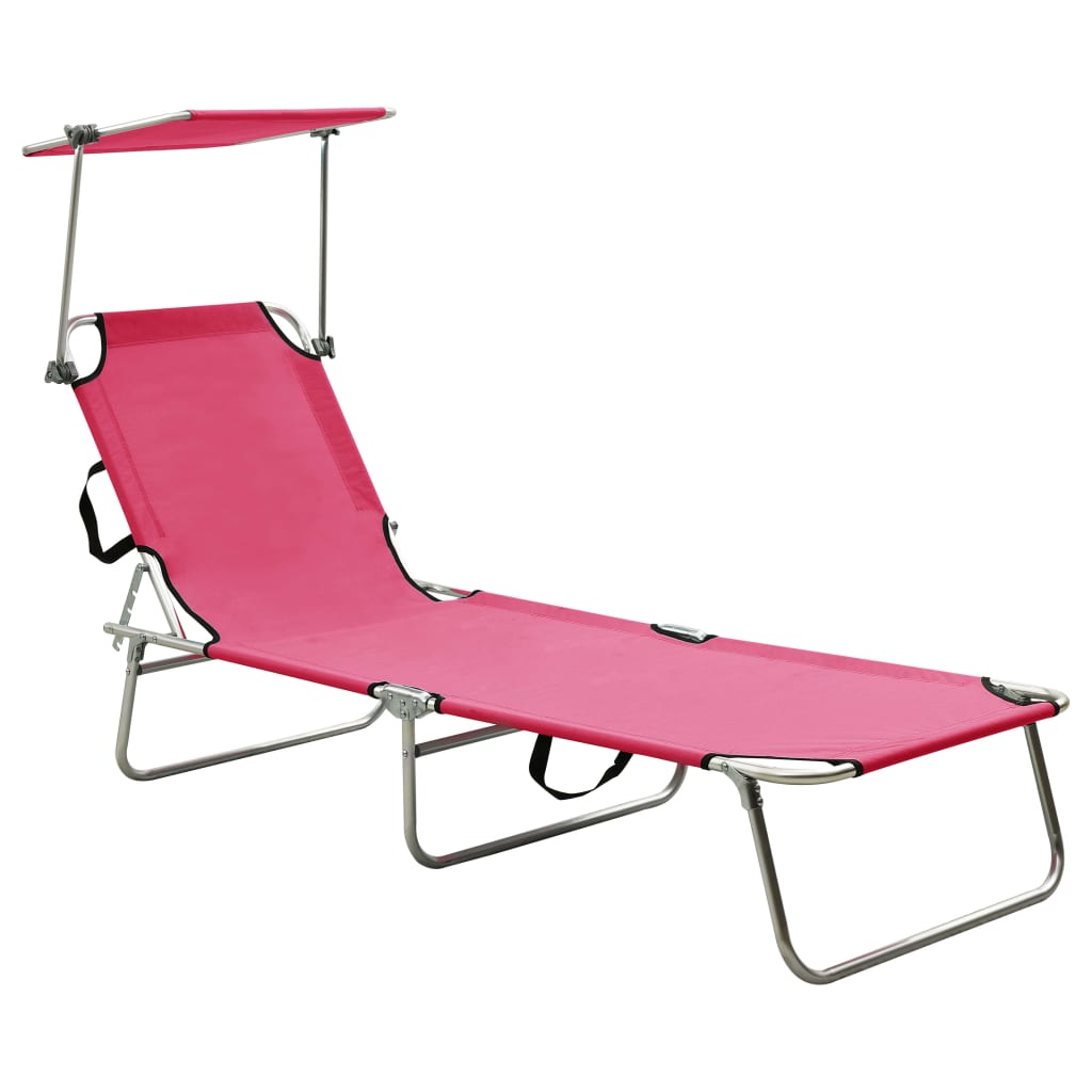 Sammenleggbar Solseng Med Baldakin Rosa Aluminium