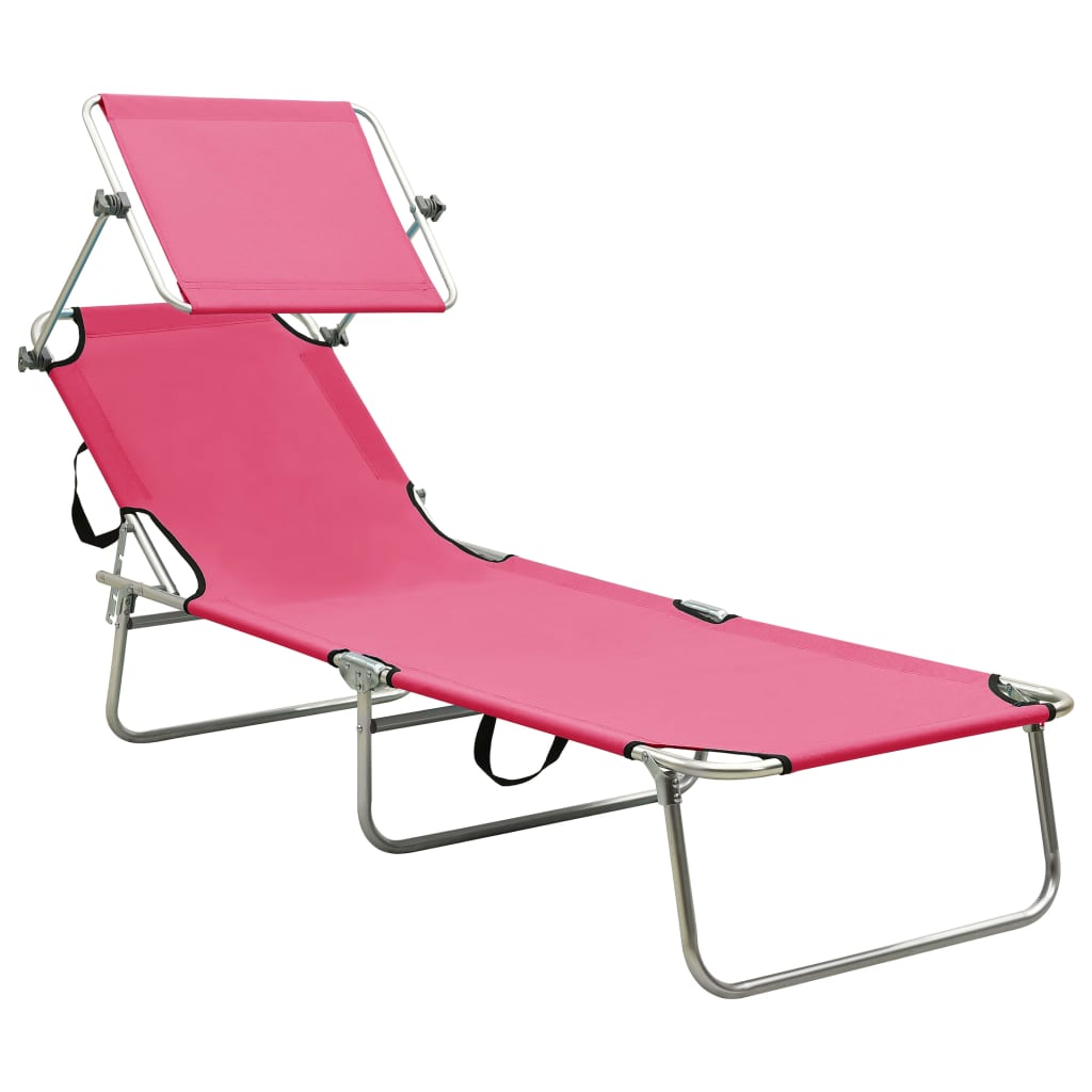 Sammenleggbar Solseng Med Baldakin Rosa Aluminium