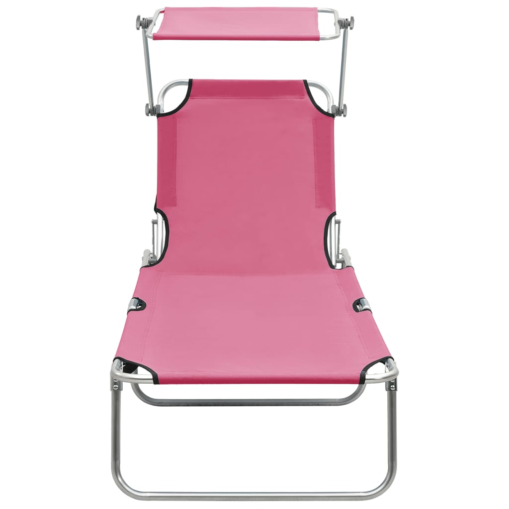 Sammenleggbar Solseng Med Baldakin Rosa Aluminium