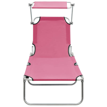 Sammenleggbar Solseng Med Baldakin Rosa Aluminium