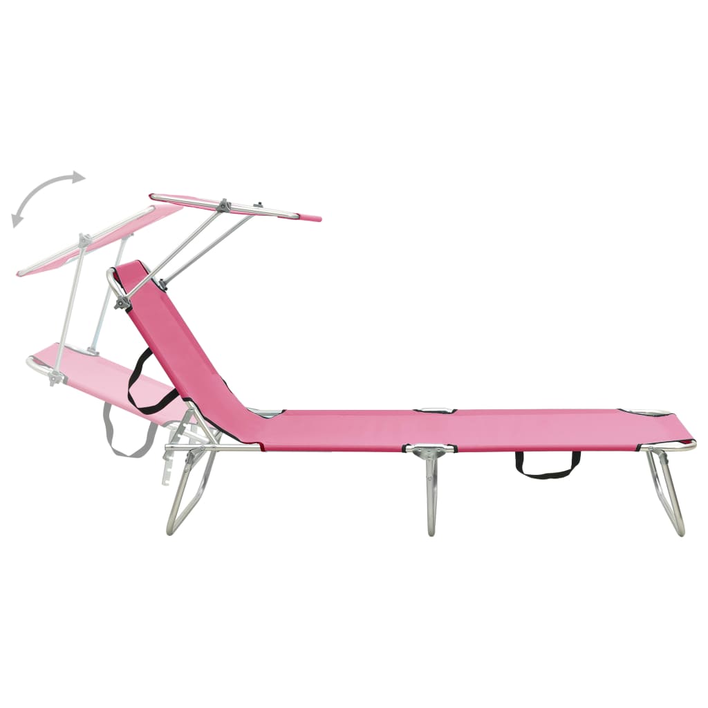 Sammenleggbar Solseng Med Baldakin Rosa Aluminium