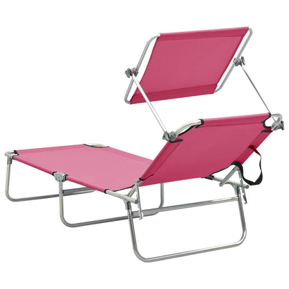 Sammenleggbar Solseng Med Baldakin Rosa Aluminium