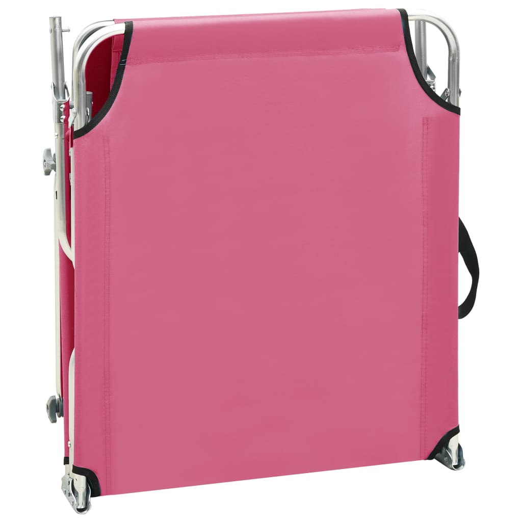 Sammenleggbar Solseng Med Baldakin Rosa Aluminium
