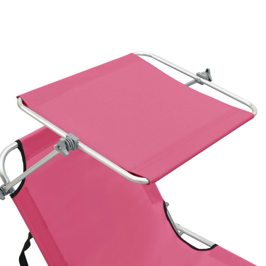 Sammenleggbar Solseng Med Baldakin Rosa Aluminium