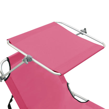 Sammenleggbar Solseng Med Baldakin Rosa Aluminium