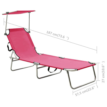 Sammenleggbar Solseng Med Baldakin Rosa Aluminium