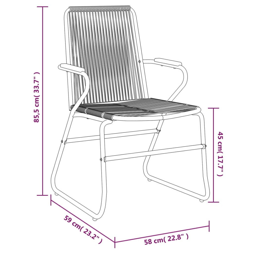 Hagestoler 2 Stk Svart 58X59X85,5 Cm Pvc Rotting