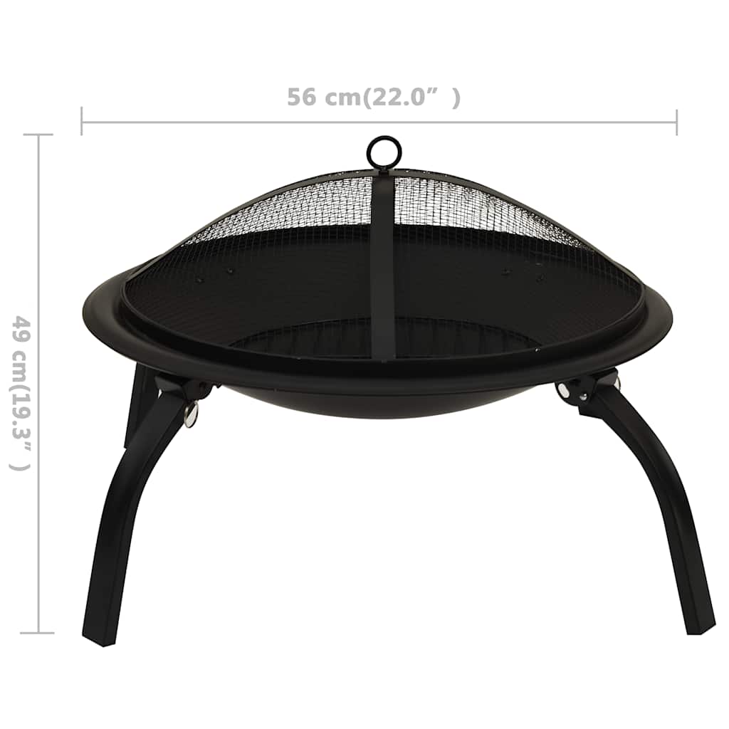 2-I-1 Bålfat Og Grill Med Ildrake 56X56X49 Cm Stål
