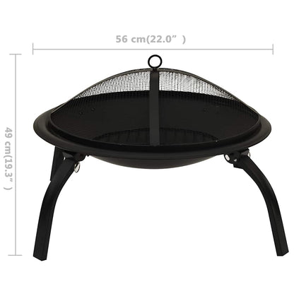 2-I-1 Bålfat Og Grill Med Ildrake 56X56X49 Cm Stål