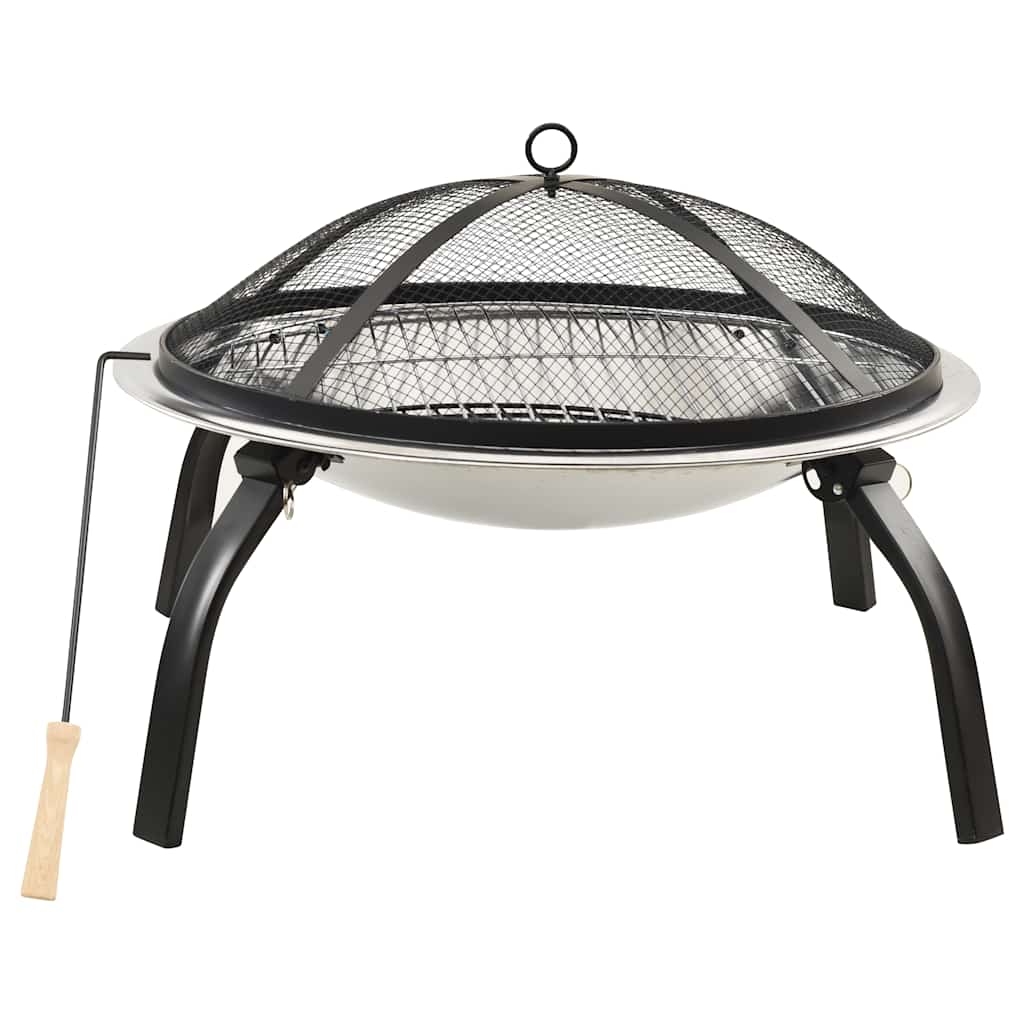 2-I-1 Bålfat Og Grill Med Ildrake 56X56X49 Cm Rustfritt Stål