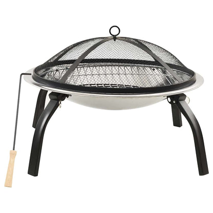 2-I-1 Bålfat Og Grill Med Ildrake 56X56X49 Cm Rustfritt Stål