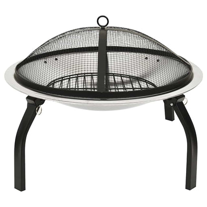2-I-1 Bålfat Og Grill Med Ildrake 56X56X49 Cm Rustfritt Stål