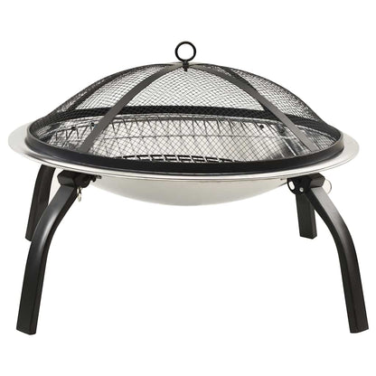 2-I-1 Bålfat Og Grill Med Ildrake 56X56X49 Cm Rustfritt Stål
