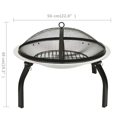 2-I-1 Bålfat Og Grill Med Ildrake 56X56X49 Cm Rustfritt Stål