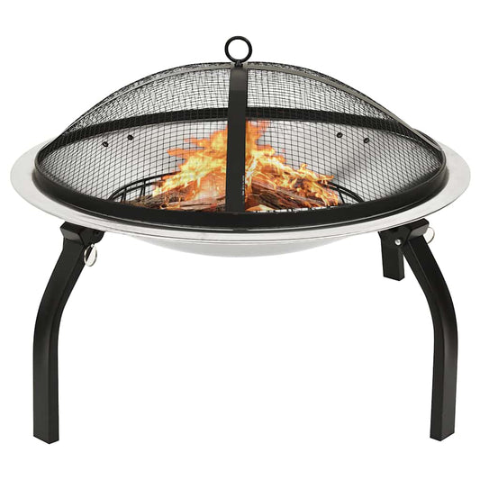 2-I-1 Bålfat Og Grill Med Ildrake 56X56X49 Cm Rustfritt Stål