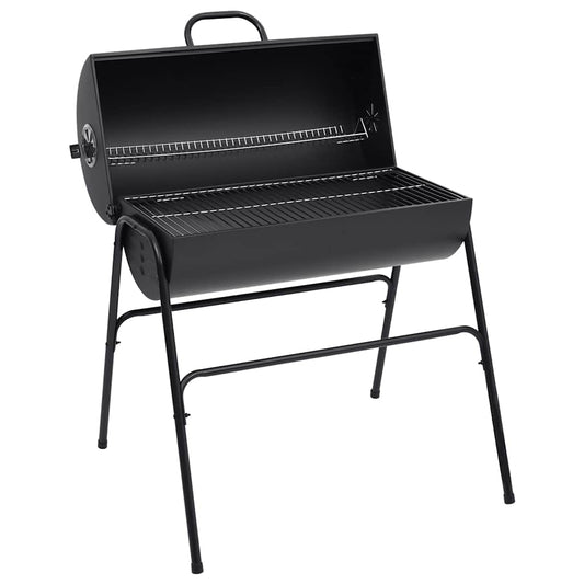 Tønnegrill Med 2 Grillrister Svart 80X95X90 Cm Stål