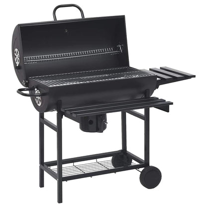 Tønnegrill Med Hjul Og Hyller Svart Stål 115X85X95 Cm