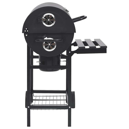 Tønnegrill Med Hjul Og Hyller Svart Stål 115X85X95 Cm