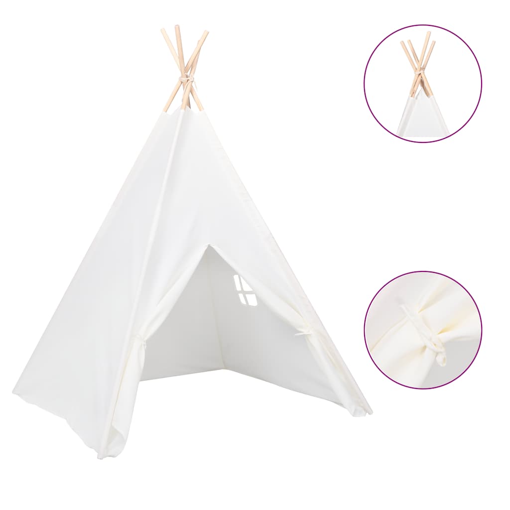 Tipi-Telt For Barn Med Pose Ferskenhud Hvit 120X120X150 Cm