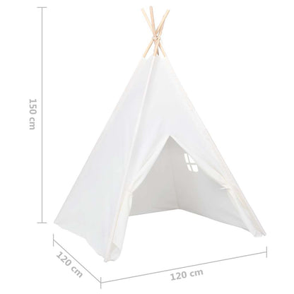 Tipi-Telt For Barn Med Pose Ferskenhud Hvit 120X120X150 Cm