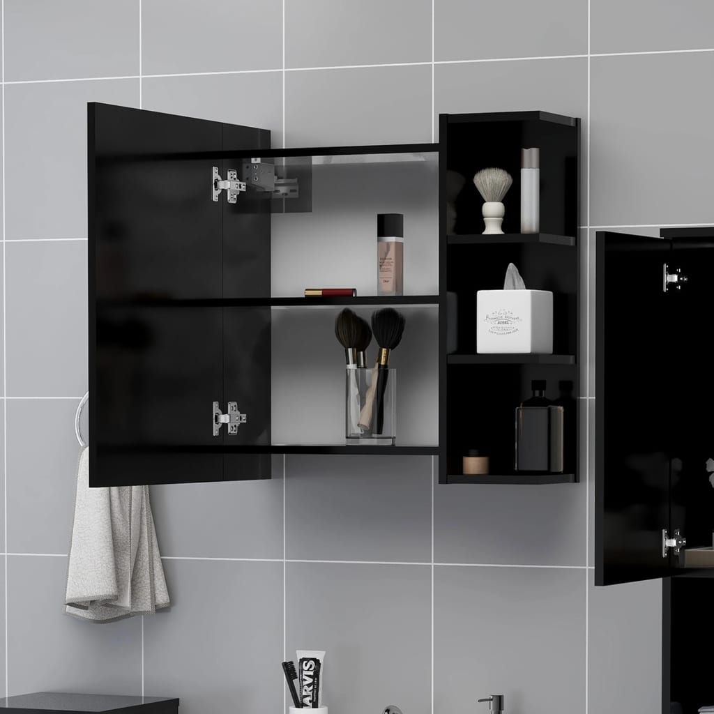 Speilskap Til Baderom Svart 62,5X20,5X64 Cm Konstruert Tre