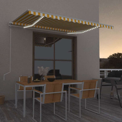 Automatisk Markise Med Vindsensor Og Led 400X300 Cm Gul/Hvit