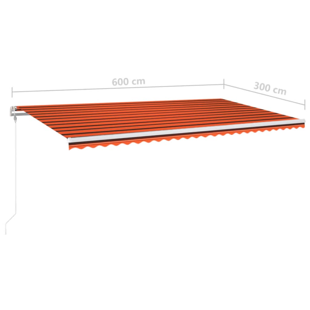 Automatisk Markise Med Vindsensor Og Led 600X300Cm Oransje/Brun