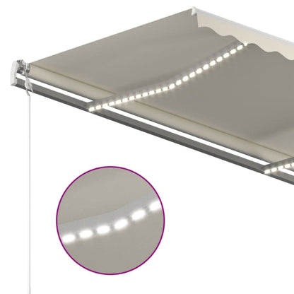 Automatisk Markise Med Vindsensor Og Led 400X350 Cm Kremhvit