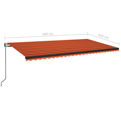 Automatisk Uttrekkbar Markise 600X350 Cm Oransje Og Brun