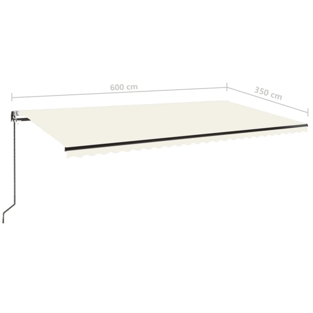 Automatisk Markise Med Vindsensor Og Led 600X350 Cm Kremhvit