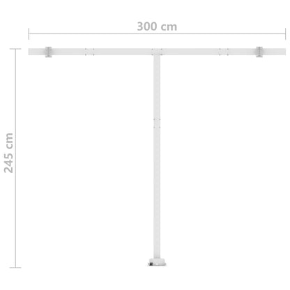 Automatisk Markise Med Led Og Vindsensor 300X250 Cm Blå Og Hvit