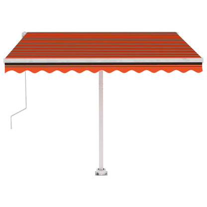 Automatisk Markise Med Led Og Vindsensor 300X250Cm Oransje Brun
