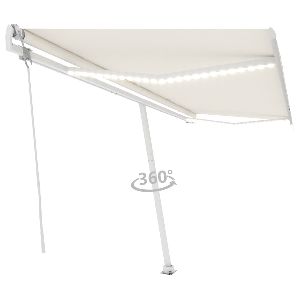 Automatisk Markise Med Vindsensor Og Led 500X300 Cm Kremhvit