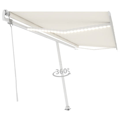 Automatisk Markise Med Vindsensor Og Led 500X300 Cm Kremhvit