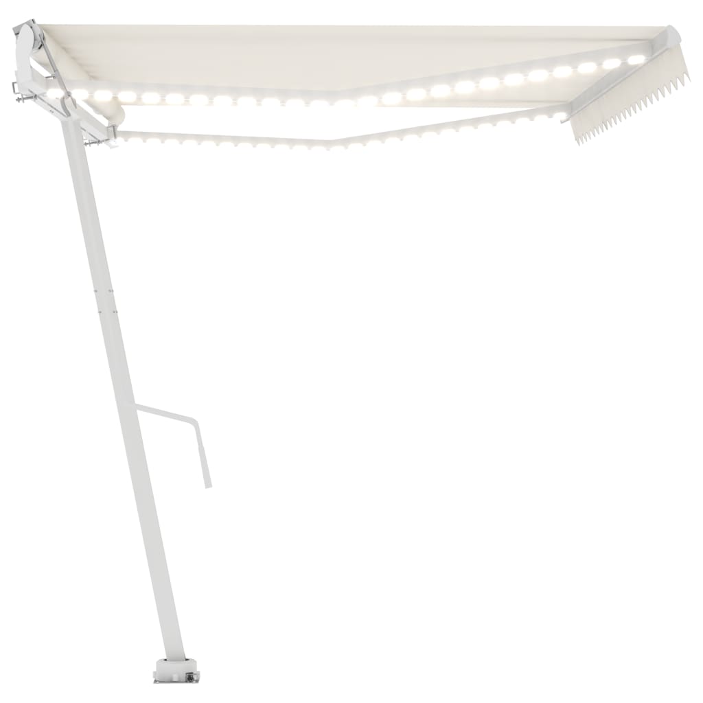 Automatisk Markise Med Vindsensor Og Led 500X300 Cm Kremhvit
