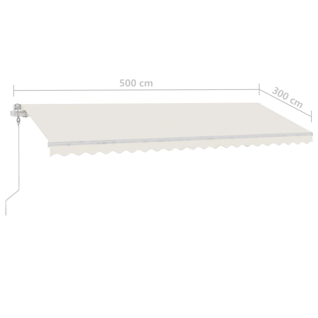 Automatisk Markise Med Vindsensor Og Led 500X300 Cm Kremhvit