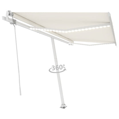 Automatisk Markise Med Vindsensor Og Led 400X350 Cm Kremhvit