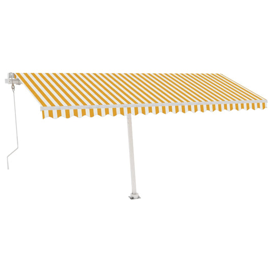 Automatisk Markise Med Vindsensor Og Led 500X350 Cm Gul/Hvit