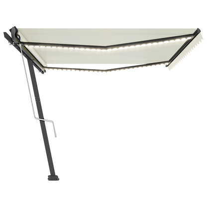 Automatisk Markise Med Vindsensor Og Led 500X350 Cm Kremhvit