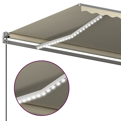 Automatisk Markise Med Vindsensor Og Led 500X350 Cm Kremhvit